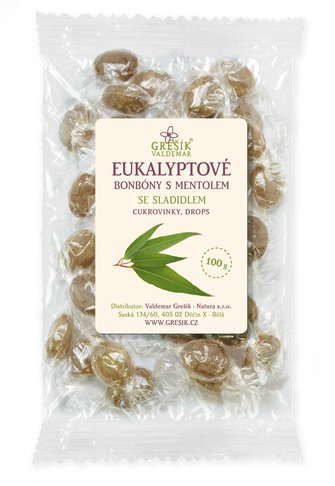 Eukalyptové bonbóny s mentolom a sladidlom 100g